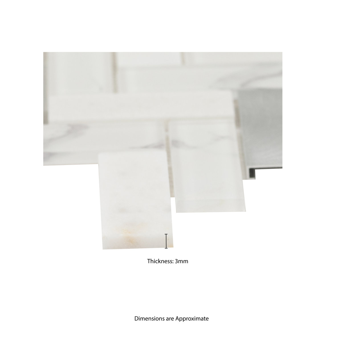 MSI Bytle Bianco Herringbone 12" x 12" Stone/Glass/Metal Mosaic Sheet ...